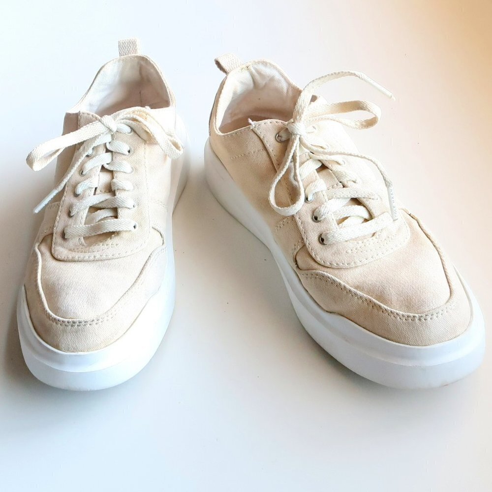 Cole Haan GrandPro Rally Yellow & White Canvas Lace Up Sneakers Sporty Shoes 7.5